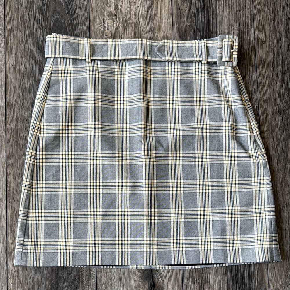 LOFT Black/Yellow/White Plaid Pencil Mini Skirt Casual -NWOT